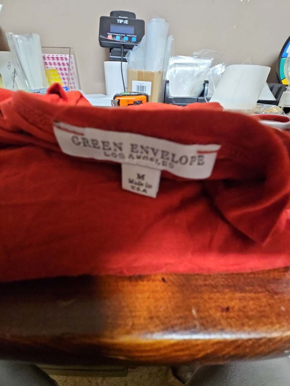 (357) Green Envelope T-Shirt Size M Short Sleeve